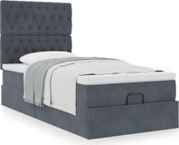 Maison Exclusive - Cadre de lit ottoman avec matelas, gris foncé, 100x200 cm, velours