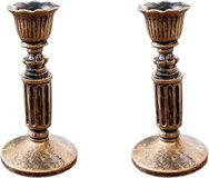 Merkloos / Sans marque Messing Vintage Kandelaar - 2 stuks