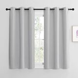 NICETOWN Gordijnen met inslagringen, ondoorzichtig, korte gordijnen, voor slaapkamer, set van 2, thermische gordijnen, 137 x 107 cm (h x b), lichtgrijs