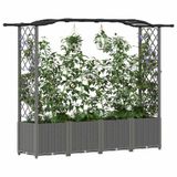 vidaXL Verhoogd bed met trellis en dak Lichtgrijs 204 x 40 x 138 cm PP