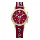 Versace VEKB00322 Vrouwen Polshorloge - Roestvrij Staal - Goudkleurig - Rood