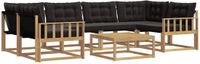 vidaXL Hoek loungeset 6 zitplaatsen Wit en zwart Acacia hout