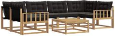 vidaXL Hoek loungeset 6 zitplaatsen Wit en zwart Acacia hout