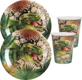 Santex Dinosaurus feest wegwerp servies set - 20x bordjes / 20x bekers