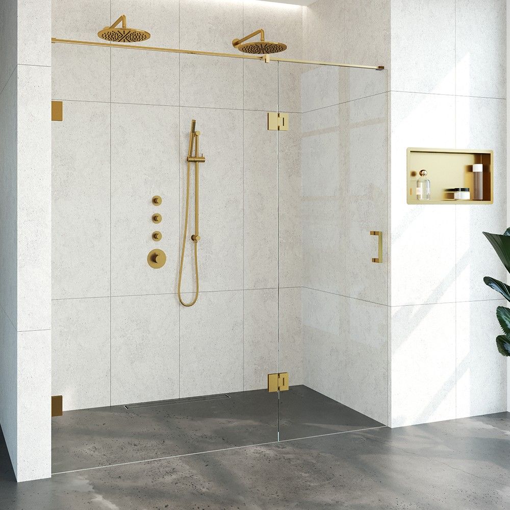 Complete Nisdeur 2-delig 190 cm Goud Geborsteld - Draaideur - Antikalkbehandeling