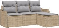 vidaXL Tuinbank Set Beige Polyrattan