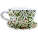 Dekohelden24 XXL bloempot, plantenbak, plantenbak, plantenbak, bloembak, plantenpot. Pot als mok met handvat van keramiek, motief: mageriet, L x B x H 34 x 28 x 16 cm.