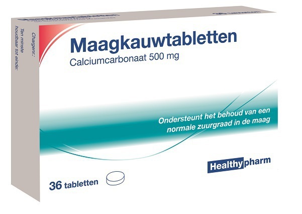 Healthypharm Maagtabletten calcium carbonaat 36 TB