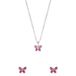 Lucardi - Kinder Zilveren kinderset vlinder met kristal - Cadeau Set - 925 Zilver - Zilverkleurig