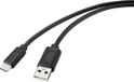 Renkforce RF-4699378 USB-kabel USB 2.0 USB-C stekker, USB-A stekker 1.00 m Zwart Met anti-microbacterieel oppervlak