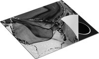 Chefcare Inductie Beschermer Abstracte Kunst - Waterkleur Marmer - Zwart Wit - 59x51 cm