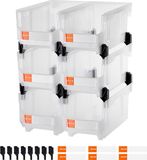 VEVOR Stapeldozen, 377x215x180mm (6-Pack), Transparante Opbergdozen voor Het Organiseren En Opslaan Van Spullen, Transparante Opbergdoos voor Kasten, Garages, Kleine Onderdelen, Kantoorbenodigdheden En Andere Accessoires