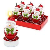 Dekohelden24 Set van 6 sneeuwpop in emmer, afmetingen per theelicht L/B/H: 4 x 4 x 7 cm, 7 cm