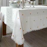 LOBERON Tafelkleed Fjalara wit/goudkleurig Katoen Rechthoekig 300x160 cm