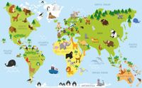 Shoppartners Bv Affiche carte du monde avec animaux / habitats naturels enfants - 84 x 52 cm