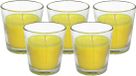 Gerimport Citronella kaarsje in potje - 5 stuks - glas - 20 branduren - citrusgeur - geurkaars - geel