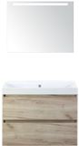 BES LED Maxx XL Badmeubelset 80 cm - Craft Oak - Wastafel Just Zonder Kraangat met LED Spiegel