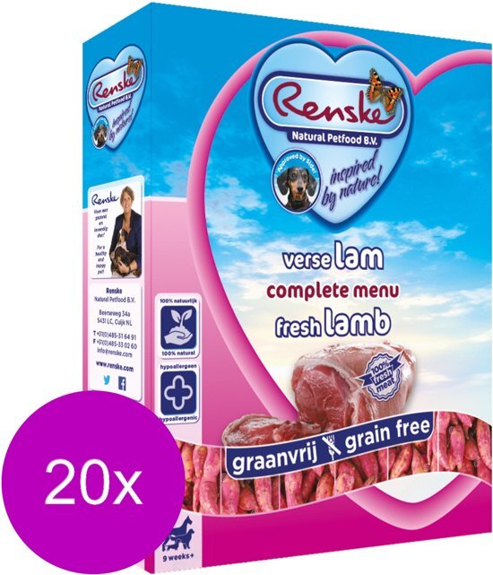 RENSKE Hond Vers Adult Graanvrij 395 g - Hondenvoer - 20 x Lam