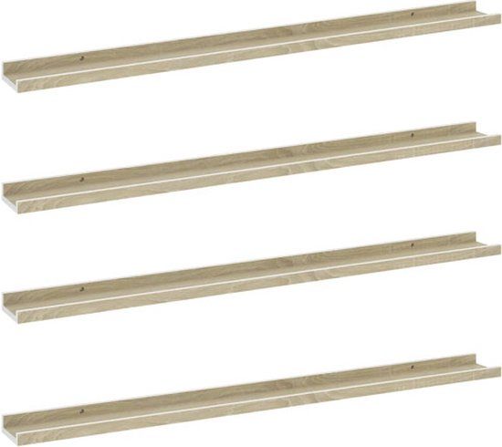 vidaXL Wandschappen - 4 stuks - 100x9x3 cm - Wit en Sonoma Eikenkleurig