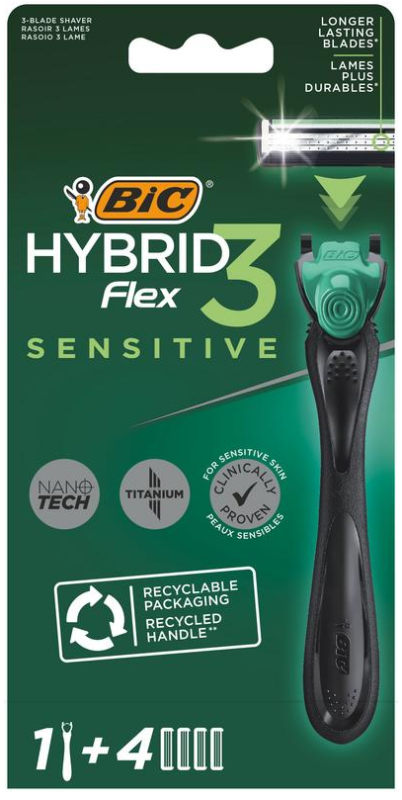 BIC Flex 3 hybrid shaver sensitive leaf blades 4