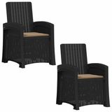 vidaXL Ligstoel Rieten Look Antracietkleurig en taupe PP