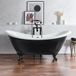 Hudson Reed Vrijstaand Bad met Twee Rugleuningen Klassiek 175cm x 73cm - Midnight black (Noir), met Zwarte Badpoten | Oxford