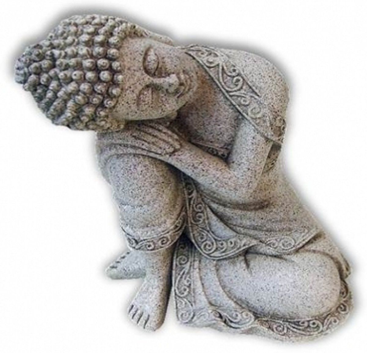 Yogi & Yogini Rustende - Boeddha - steengrijs - 19.5cm
