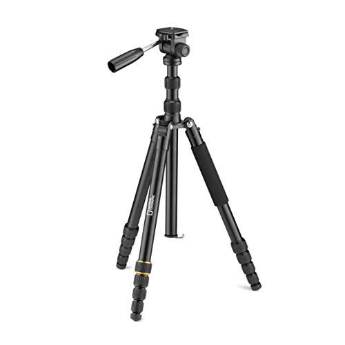 National Geographic NGTRV005T Video-reisstatief, met monopod, aluminium, vijfdelige poten met draaislot, draagtas, kogelkop, snelwisselplaat, tot 6 kg, exclusief bij Amazon