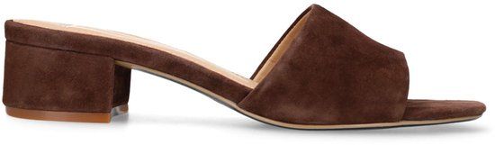 Manfield - Dames - Bruine suède sandalen met hak - Maat 37