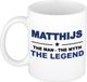 Bellatio Decorations Matthijs cadeau mok - man myth legend - naam koffiemok / beker - wit en blauw - 300 ml - verjaardag