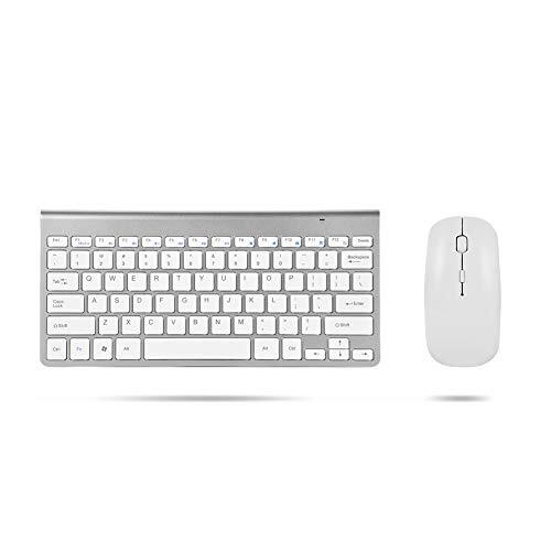 Ccylez Wireless Keyboard Mouse Set, Slim Waterproof 2,4 GHz Wireless Keyboard and Mouse Kit voor Desktop Laptop Tablet(zilver)