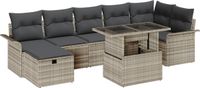 vidaXL Tuinbank Set Lichtgrijs Poly Rattan