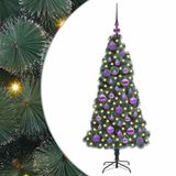 vidaXL Sapin de Noël artificiel avec guirlande lumineuse et set de boules vert 120 cm PET