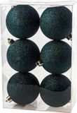 Cosy&Trendy Kerstballen Ø 8 cm - Petrol glitter - Set-6
