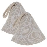 Luance Deurstopper - 2x - 1 kg - beige - stof - witte jungle print - 15 cm - deurstop