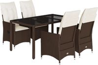 vidaXL 5-delige Tuinset met Kussens, Poly Rattan, Bruin