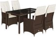 vidaXL 5-delige Tuinset met Kussens, Poly Rattan, Bruin