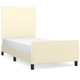 VidaXL Bedframe met hoofdbord kunstleer crèmekleurig 80x200 cm
