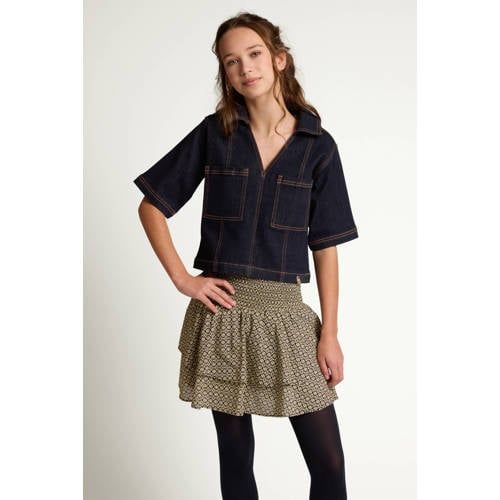 LOOXS 10sixteen mini strokenrok met peplum en print - lichtgeel