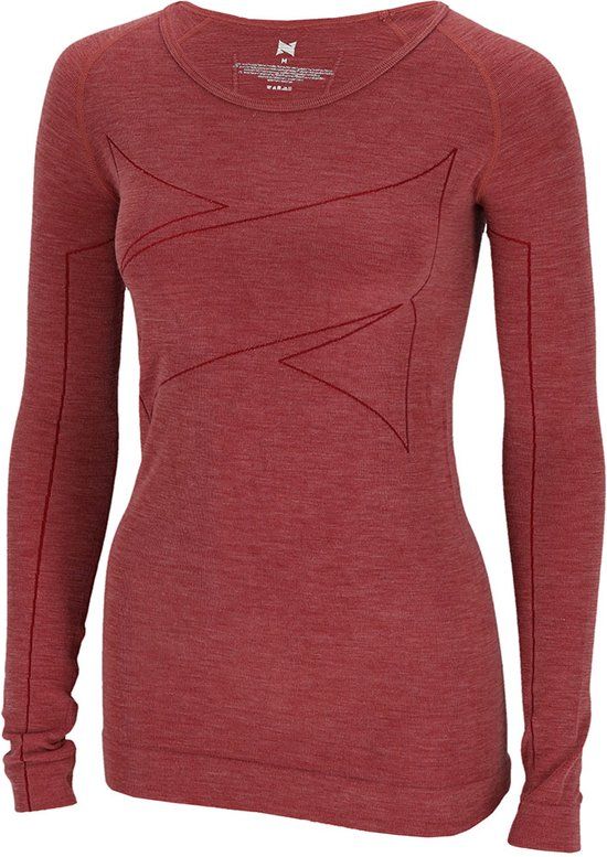 Xtreme Thermoshirt Dames - Merino Wol - Red Melange - XL