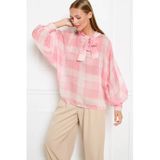 LOLALIZA geruite blouse - roze