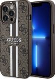 Guess 4G Printed Stripes Hard Case Back Cover met MagSafe voor Apple iPhone 13 Pro Max - Bruin