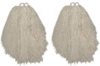 Merkloos Cheerball/pompom met ringgreep - 2x - blanc - 23 cm - pour enfants - Accessoires de déguisement de pom-pom girl