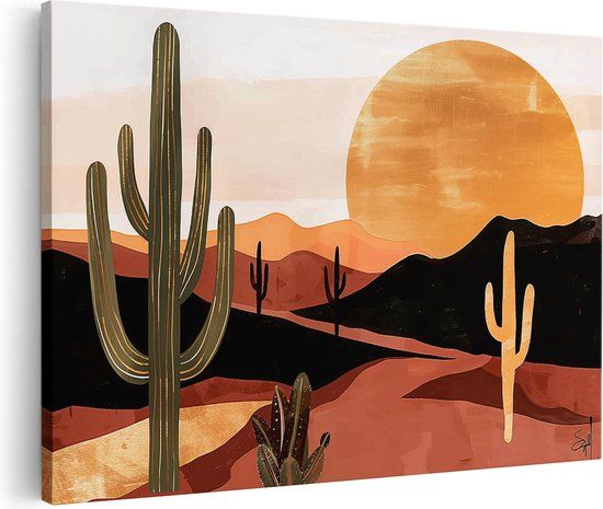Artaza Canvas Schilderij Saguaro-Cactus in de Woestijn - 60x40 - Canvas Print
