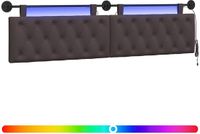 vidaXL Hangend Hoofdbord Met LED-verlichting Donkerbruin Stof