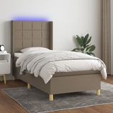 vidaXL Boxspringbed met matras en LED-verlichting, taupekleurig, 100x200 cm, gestoffeerd