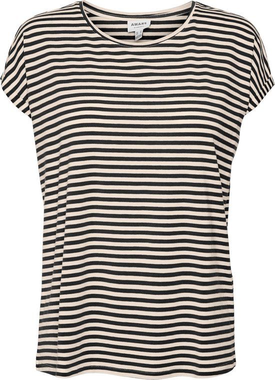 Vero Moda VMAVA - T-shirt - Dames - Zwart/Ecru - Maat S