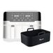 MasterPRO Rocket Duo 900 Dubbele friteuse, zonder olie, wit, 9 l en 2400 W, led-touchscreen en anti-aanbakmand + rechthoekige siliconen bakplaat, 12,7 x 19,5 x 7 + 2 cm
