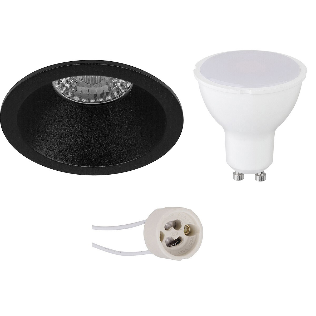 BES LED LED Spot Set - Pragmi Pollon Pro - GU10 Fitting - Dimbaar - Inbouw Rond - Mat Zwart - 6W - Warm Wit 3000K - Verdiept - Ã˜82mm