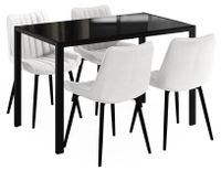 Vicco Ensemble de table à manger "Grand", Noir 120 x 70 cm | avec 4 chaises (beige)